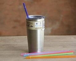 Akoufish 12 Piece 9 Inch Reusable Plastic Thick Drinking Straws BPA Free Mason Jar Straws Big Stripe (9inch Black) -Peugeot Shop 41mNkeSK45L