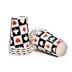 Casino Night Poker Game Party Supplies Tableware Set 24 9" Dinner Plates 24 7" Plate 24 9 Oz. Cups 50 Lunch Napkins For Card Playing Club Heart Spade Black & Red Theme Disposable Birthday Paper Goods -Peugeot Shop 41mQJSHsulL