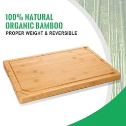 Iware Extra Large Bamboo Cutting Board For Kitchen, Heavy Duty Wood Cutting Boards With Juice Groove, 100% Organic Bamboo, Pre Oiled, 18" X 12" -Peugeot Shop 41mREXnuRqL