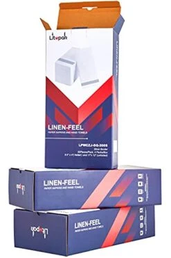 200 Packs Linen-like Guest Towels Disposable, Disposable Dinner Napkins Paper For Kitchen, Disposable Hand Towels For The Bathroom, Wedding Napkins, Party Napkins. (Striped Silver) -Peugeot Shop 41mYyjMmTdL