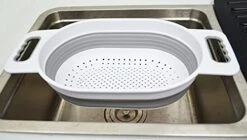 5L (1.3 Gallon) Over The Sink Oval Colander (1, White/Grey) -Peugeot Shop 41mdtX1xCfS