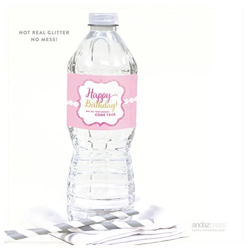 Andaz Press Sparkle Princess Birthday Collection, Happy Birthday Water Bottle Labels, 20-Pack 1 Andaz Press Sparkle Princess Birthday Collection, Happy Birthday Water Bottle Labels, 20-Pack