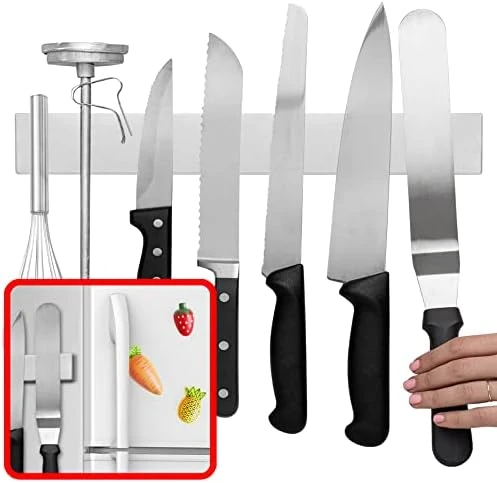 10 Inch Magnetic Knife Holder For Refrigerator, Magnetic Knife Holders For Fridge Or Kitchen Wall No Drilling, Magnet Strips For Knives & Metal Utensils, Tool Rack, Stainless Steel 8 10 Inch Magnetic Knife Holder For Refrigerator, Magnetic Knife Holders For Fridge Or Kitchen Wall No Drilling, Magnet Strips For Knives & Metal Utensils, Tool Rack, Stainless Steel - Image 8