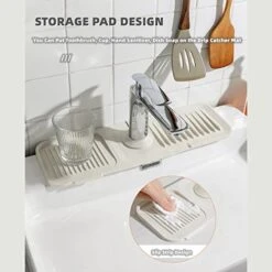 Silicone Sink Faucet Mat For Kitchen & Bathroom Sink Splash Guard Faucet Sink Water Draining Pad Countertop Protection Rubber Drying Mat Faucet Water Drip Catcher Tray Pad Faucet Absorbent Mat, Grey 11 Silicone Sink Faucet Mat For Kitchen & Bathroom Sink Splash Guard Faucet Sink Water Draining Pad Countertop Protection Rubber Drying Mat Faucet Water Drip Catcher Tray Pad Faucet Absorbent Mat, Grey -Peugeot Shop 41mrpgLdnUL