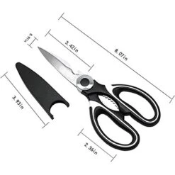 Multipurpose Stainless Scissors,Ultra Sharp Premium Scissors With Sheath,Heavy Duty Kitchen Shears (Black/White) -Peugeot Shop 41msA2rRL5L