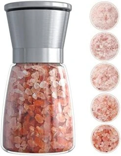 Professional Pepper Grinder - With Germany Hardened Carbon Steel Mechanism Rotor, Refillable Pepper Mill 6OZ Glass Adjust Coarseness (1PCS-Sliver-304） -Peugeot Shop 41n dHBoxSL. AC