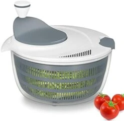 Ourokhome Salad Spinner Lettuce Dryer, Rotary Veggie Washer With Compact Bowl And Colander, Easy To Clean, Wash, Dry Vegetables, Fruits, Lettuce, Greens, Lockable Lid, 4L, White 18 Ourokhome Salad Spinner Lettuce Dryer, Rotary Veggie Washer With Compact Bowl And Colander, Easy To Clean, Wash, Dry Vegetables, Fruits, Lettuce, Greens, Lockable Lid, 4L, White -Peugeot Shop 41n2YrRWeL. AC