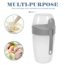 HEMOTON Salad Meal Shaker Cup With Fork Set Salad Dressing Container To Go Portable Fruit And Vegetable Salad Cups Container Grey 11 HEMOTON Salad Meal Shaker Cup With Fork Set Salad Dressing Container To Go Portable Fruit And Vegetable Salad Cups Container Grey -Peugeot Shop 41n6yNlS8gL