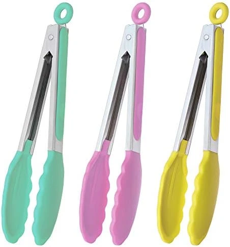 9-Inch Stainless Steel Cooking Tongs With Silicone Tips, Set Of 3 (Black) 8 9-Inch Stainless Steel Cooking Tongs With Silicone Tips, Set Of 3 (Black) - Image 8