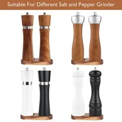 Salt And Pepper Mill Tray, Acacia Wood Tray, Pepper Mill Holder & Rest (Inner Dia 2.3 Inch) Fit Many Mills & Shakers, Salt & Pepper Grinder Accessories, Kitchen Storage Holder -Peugeot Shop 41nKwOTbDfL
