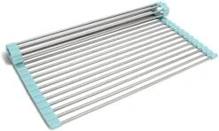 Oll Up Dish Rack- Over The Sink Mat For Drying Dishes - Silicone Wrapped Stainless Steel Rods (15" X 17.5") - Versatile Roll Up Trivet & Dish Drying Rack For Kitchen -Peugeot Shop 41nPQRpDukL. AC
