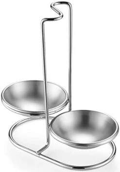 304 Stainless Steel Double Ladles Holder Vertical Spoon Rest Cooking Utensils Stand With 4.3 Inch Bowls -Peugeot Shop 41nbmhKvLBL. AC