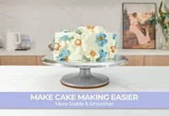 Cake Decorating Turntable Stand Kit - Ohuhu Rotating Baking Supplie Spinning Table Revolving Aluminium 12'' Turning Tools With 2 Icing Spatula 3 Comb Smoother Professional Lazy Susan