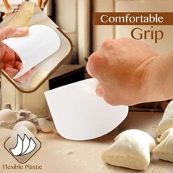 Lastic Bench Scraper For Baking - The Perfect Bowl Scraper, Dish Scraper, Bread Cutter, Dough Cutter, And Dough Scraper - Good Grip Pan Scraper For Kitchen Baking Tools 2 Piece, White - By RamPro