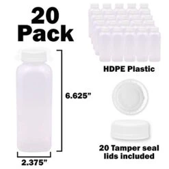 16 Oz Juice Bottles With Caps - 20 Empty Plastic Bottles With Lids And Funnel