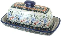 Blue Rose Polish Pottery Prairie Garden Butter Dish -Peugeot Shop 41nkC0opf4L. AC