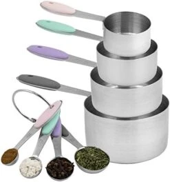Ook With Color 8 Piece Copper Measuring Cups And Measuring Spoon Set Stainless Steel With Soft Touch Silicone Handles, Nesting Liquid Measuring Cup Set Or Dry Measuring Cups Set (Pink) -Peugeot Shop 41nmhTOq3uL. AC