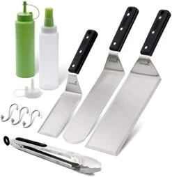 Professional Spatula Set - Stainless Steel Pancake Turner And Griddle Flipper Scraper 4x8 Inch Oversized Hamburger Turner Great For Griddle BBQ Grill And Flat Top Cooking - Commercial Quality -Peugeot Shop 41nrEKpA5PL. AC