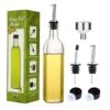 17oz Clear Glass Olive Oil Dispenser Bottle - 500ml Oil & Vinegar Cruet With Pourers And Funnel - Olive Oil Carafe Decanter For Kitchen