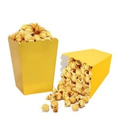 24 Pcs Popcorn Boxes Mini Paper Popcorn Box Cardboard Popcorn Container For Party, Gold