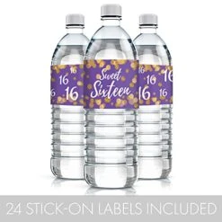 Sweet 16 16th Birthday Party Water Bottle Labels, 24 Count 9 Sweet 16 16th Birthday Party Water Bottle Labels, 24 Count -Peugeot Shop 41ny2GThtrL