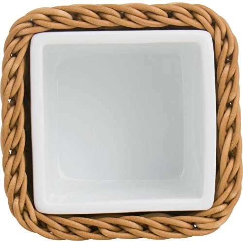 Westmark Saleen Rectangular Wicker Basket With Porcelain Insert, 9,5 X 9,5 X 7,5 Cm, Beige 2 Westmark Saleen Rectangular Wicker Basket With Porcelain Insert, 9,5 X 9,5 X 7,5 Cm, Beige - Image 2