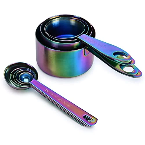 Rainbow Metal Measuring Cups And Spoons Set (9 Piece, Titanium-Coated Stainless Steel) – Iridescent Kitchen Accessories – Neo Chrome, Oil Slick Décor – Unique Housewarming, Bridal Shower, Wedding Gift 6 Rainbow Metal Measuring Cups And Spoons Set (9 Piece, Titanium-Coated Stainless Steel) – Iridescent Kitchen Accessories – Neo Chrome, Oil Slick Décor – Unique Housewarming, Bridal Shower, Wedding Gift - Image 6