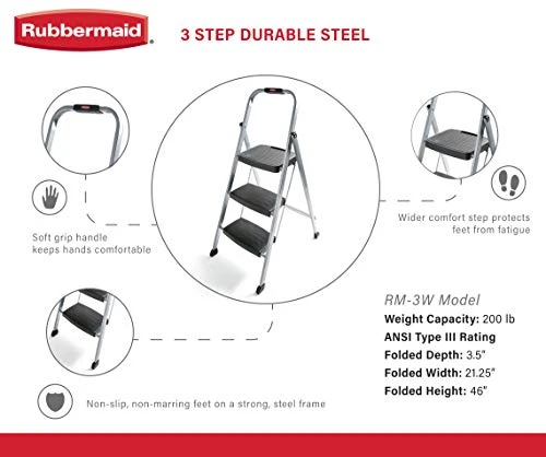 Rubbermaid RM-3W 3-Step Stool Ladder, Silver & Cuisinart C77WTR-15P Advantage-Sets-Rivet, 15-Piece, White 3 Rubbermaid RM-3W 3-Step Stool Ladder, Silver & Cuisinart C77WTR-15P Advantage-Sets-Rivet, 15-Piece, White - Image 3