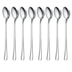 Long Handle Spoon, Coffee Stirrers, Premium Stainless Steel Coffee Spoons, Ice Tea Spoons, Ice Cream Spoon, Cocktail Stirring Spoons, Tea Spoons, Set Of 8 (Silver)