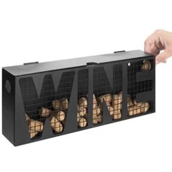Wall Mounted Black Metal Wine Cork Holder Decor, Decorative Corks Box, Storage Bin With Top Lid And Wine Cut Out Design -Peugeot Shop 41oHOaeUSzL