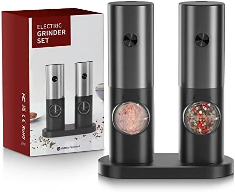 Lectric Salt And Pepper Grinder Set, EAGMAK Battery Powered Automatic 70ml Pepper Mill Grinders, Stainless Steel Electronic Mill Shakers With Adjustable Coarseness, LED Light & Storage Base (2 Pack) 9 Lectric Salt And Pepper Grinder Set, EAGMAK Battery Powered Automatic 70ml Pepper Mill Grinders, Stainless Steel Electronic Mill Shakers With Adjustable Coarseness, LED Light & Storage Base (2 Pack) - Image 9