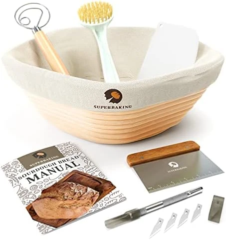 Banneton Bread Proofing Basket Set, Round 9" Banneton Basket Sourdough Bread Baking Supplies, Sourdough Proofing Basket For Bread Making Tools Supplies, Artisan Bread Kit, Gifts For Bakers 9 Banneton Bread Proofing Basket Set, Round 9" Banneton Basket Sourdough Bread Baking Supplies, Sourdough Proofing Basket For Bread Making Tools Supplies, Artisan Bread Kit, Gifts For Bakers - Image 9
