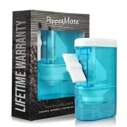 Traditional Pepper Mill Manual High Volume Peppercorns And Salt Grinder With Ergonomic Turnkey Handle And Ceramic Precision Mechanism With Adjustable Grind For The Gourmet Chef (Aqua)