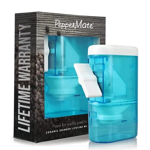 Traditional Pepper Mill Manual High Volume Peppercorns And Salt Grinder With Ergonomic Turnkey Handle And Ceramic Precision Mechanism With Adjustable Grind For The Gourmet Chef (Aqua) 1 Traditional Pepper Mill Manual High Volume Peppercorns And Salt Grinder With Ergonomic Turnkey Handle And Ceramic Precision Mechanism With Adjustable Grind For The Gourmet Chef (Aqua)