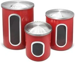 Stainless Steel Canister Sets With Anti-Fingerprint Lid And Visible Window, Cereal Container Set Of 3 (Black) -Peugeot Shop 41oTjgYBOnL. AC