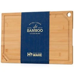 Iware Extra Large Bamboo Cutting Board For Kitchen, Heavy Duty Wood Cutting Boards With Juice Groove, 100% Organic Bamboo, Pre Oiled, 18" X 12"