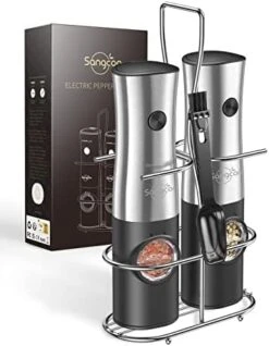 Sangcon 2 In 1 Electric Salt And Pepper Grinder Set, Battery Powered Salt And Pepper Mill, Automatic One-Handed Operation Refillable Grinder With Light, Adjustable Ceramic Grinders, Metallic Gunmetal 19 Sangcon 2 In 1 Electric Salt And Pepper Grinder Set, Battery Powered Salt And Pepper Mill, Automatic One-Handed Operation Refillable Grinder With Light, Adjustable Ceramic Grinders, Metallic Gunmetal -Peugeot Shop 41oWVux3UhL. AC