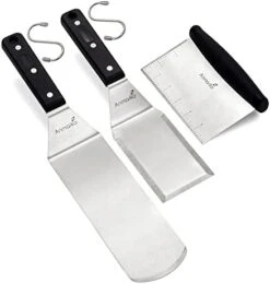 Professional Metal Spatula Set - Stainless Steel Spatula And Griddle Scraper - Heavy Spatula Griddle Accessories Great For Cast Iron Griddle BBQ Flat Top Grill - Commercial Grade -Peugeot Shop 41oY0KbcxL. AC