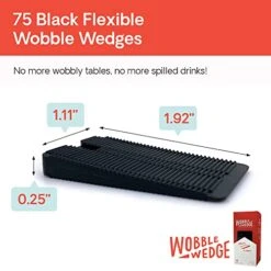 Obble Wedges Flexible Plastic Shims, 75 Pack - MADE IN USA - Multi-Purpose Shim Wedges For Home Improvement & Work - Plastic Wedge, Table Shims For Leveling, Toilet Shims & Furniture Levelers - Black