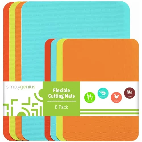 Plastic Cutting Boards For Kitchen - Color Coded Chopping Board Set - Flexible Cutting Mats For Meat & Vegetables - Dishwasher Safe, Non-Slip, BPA Free (8-Pack Multicolor, Mixed Size) 1 Plastic Cutting Boards For Kitchen - Color Coded Chopping Board Set - Flexible Cutting Mats For Meat & Vegetables - Dishwasher Safe, Non-Slip, BPA Free (8-Pack Multicolor, Mixed Size)