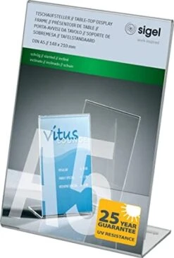 Sigel IGEL TA230 Sign Holder, Slanted, For A4, With Business Card Compartment, Acrylic, Transparent, 5 Pcs. 19 Sigel IGEL TA230 Sign Holder, Slanted, For A4, With Business Card Compartment, Acrylic, Transparent, 5 Pcs. -Peugeot Shop 41otA3IFAAL. AC