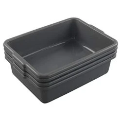 CadineUS 13 L Grey Plastic Tote Box Set Of 4, Commercial Bus Box Large Plastic Dish Bin -Peugeot Shop 41p0pmwV2TL
