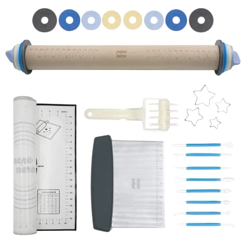 Adjustable Wood Rolling Pin Set – Rolling Pin With Thickness Rings – Cookie Rolling Pin - Pastry Cutter- Pasta Pizza Dough Fondant Roller – Best Rolling Pin - Baking Supplies - Dough Cutter 1 Adjustable Wood Rolling Pin Set – Rolling Pin With Thickness Rings – Cookie Rolling Pin - Pastry Cutter- Pasta Pizza Dough Fondant Roller – Best Rolling Pin - Baking Supplies - Dough Cutter