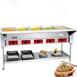 Commercial 240 V Electric Food Warmer 5 Pot Stainless Steel Steam Table, Buffet Server For Catering And Restaurant -Peugeot Shop 41p30THYvyL 1