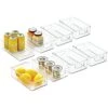 MDesign Small Plastic Kitchen Storage Container Bin With Handles - Organization In Pantry, Refrigerator Or Freezer - Food Organizer For Fruit, Yogurt, Squeeze Pouches, Ligne Collection, 8 Pack, Clear