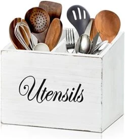 Utensil Holder For Kitchen Counter, Wood Utensil Organizer With 2 Compartments, Utensil Caddy And Silverware Organizer For Kitchen Decor, Black Kitchen Accessories -Peugeot Shop 41pHqKDYZuL. AC