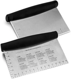 Bench Scraper Set Of 2, HaSteeL Metal Dough Scraper Cutter Pastry Chopper With Wooden Handle, Heavy Duty Stainless Steel Griddle Scraper With Measuring Marks For Cooking Baking Grilling -Peugeot Shop 41pJgsxfjuL. AC