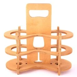 Wooden Wine Stand & Caddy - Easy Travel & Storage | 2 Pack Carrier | 5 Pack Stand | Rustic Bottle Holder | Handcrafted Vintage Style Tote