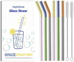 6-Pack Reusable Glass Straw-Transparent,Size 8''x10 MM,Including 3 Straight And 3 Bent With 2 Cleaning Brush- Perfect For Smoothies, Tea, Juice-Clear -Peugeot Shop 41pLF3g8zYL. AC