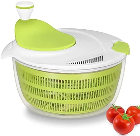 Ourokhome Salad Spinner Lettuce Dryer, Rotary Veggie Washer With Compact Bowl And Colander, Easy To Clean, Wash, Dry Vegetables, Fruits, Lettuce, Greens, Lockable Lid, 4L, White 9 Ourokhome Salad Spinner Lettuce Dryer, Rotary Veggie Washer With Compact Bowl And Colander, Easy To Clean, Wash, Dry Vegetables, Fruits, Lettuce, Greens, Lockable Lid, 4L, White - Image 9